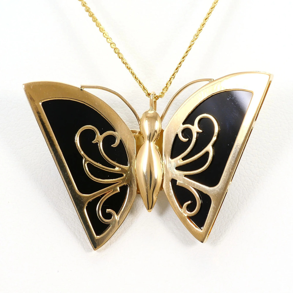 VINTAGE 18k Gold Onyx Necklace